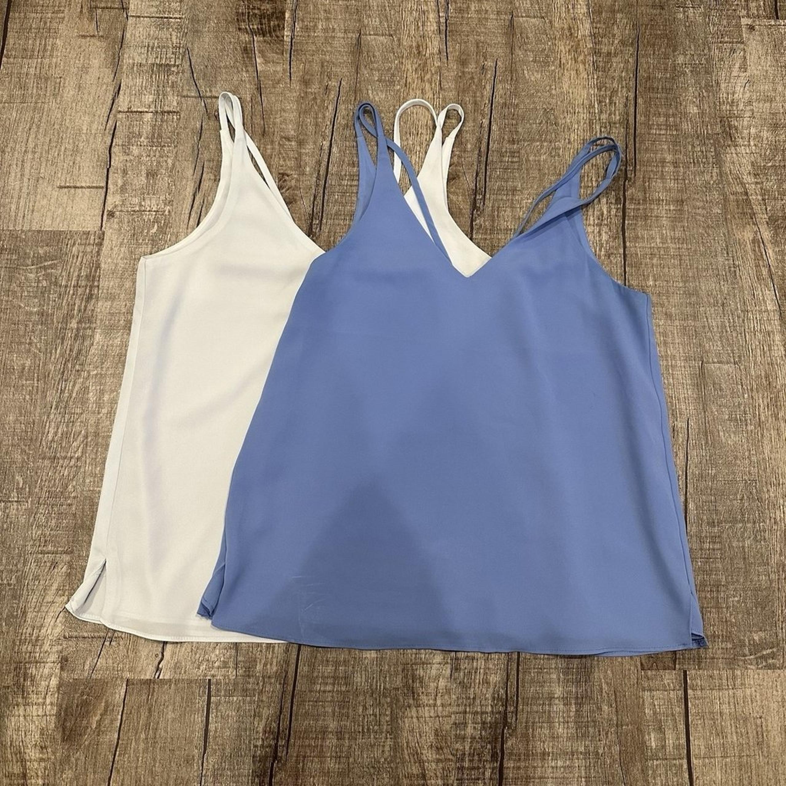 TopShop Lot of 2 Strappy Tank Top V Neck Sleeveless Blue Womens Size 2 US