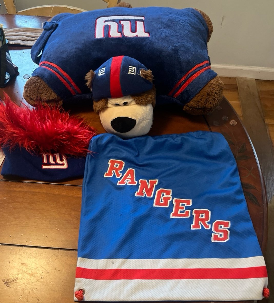New York Rangers bundle hat, backpack, and pillow pets