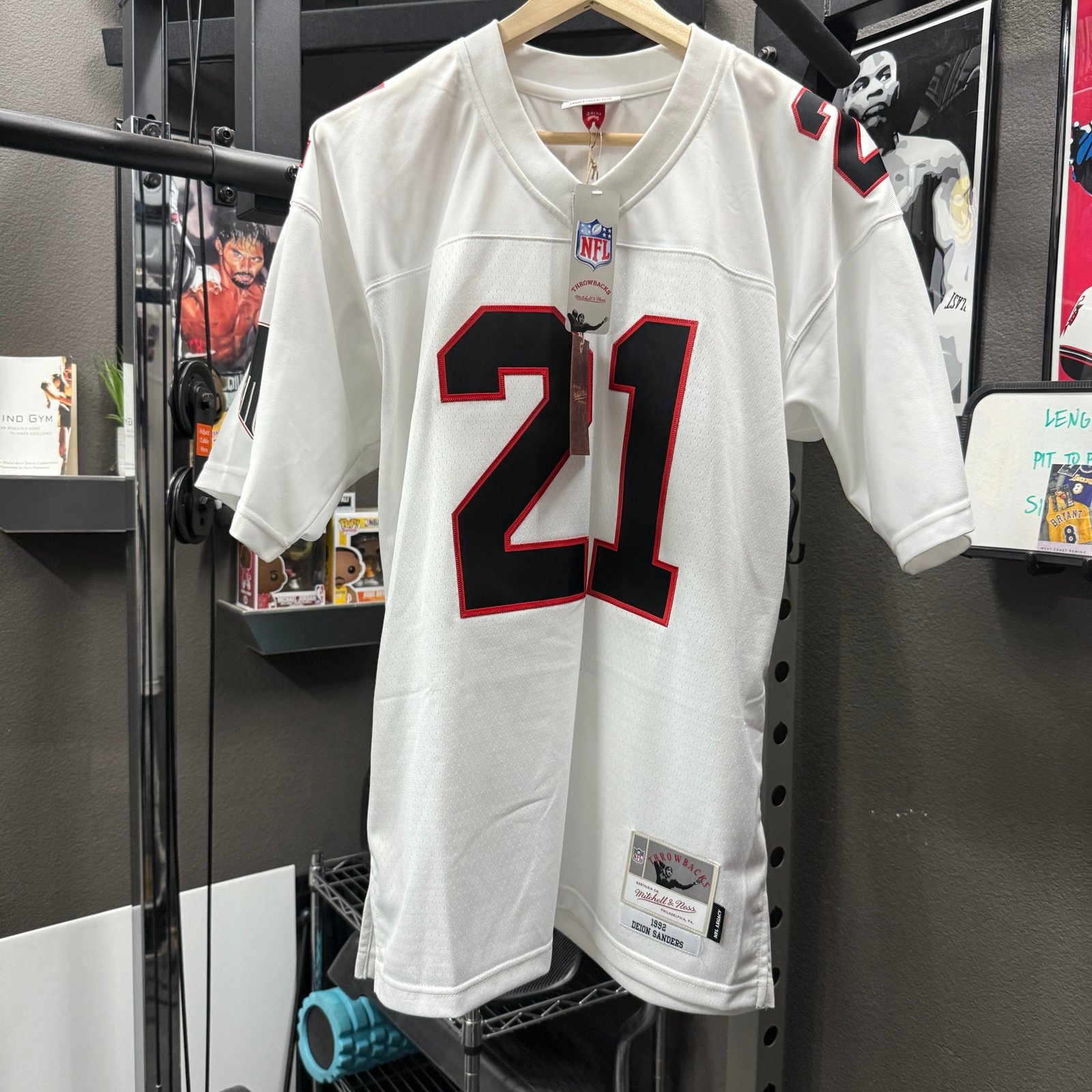 Atlanta Falcons 1992 DEION SANDERS #21 Jersey Large White Mitchell & Ness Legacy