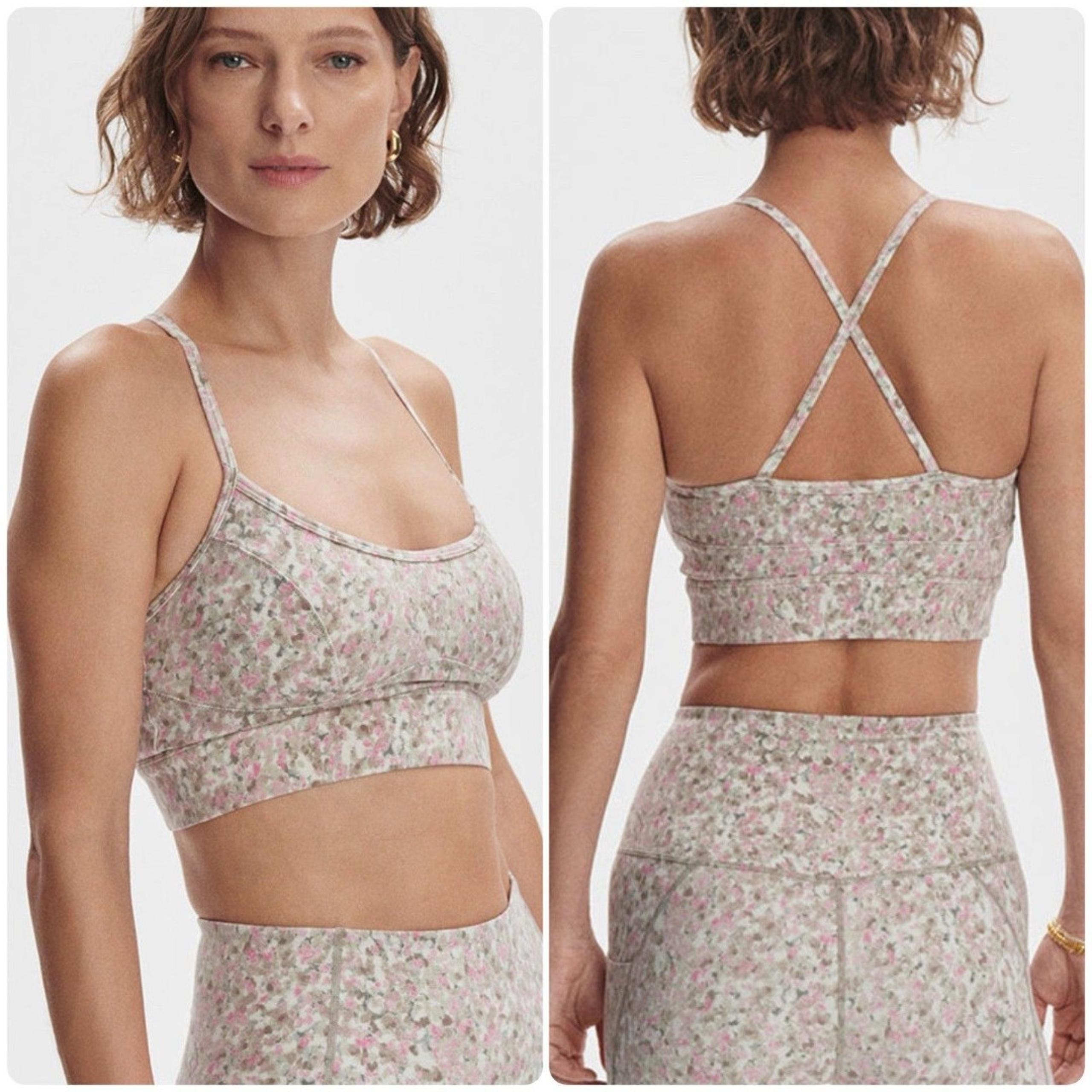 Varley Sports Bra Womens Medium Lets Move Irena In Rose Watercolor Floral