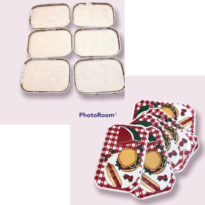 12pc. Bamboo Trays & Vtg. Placemats