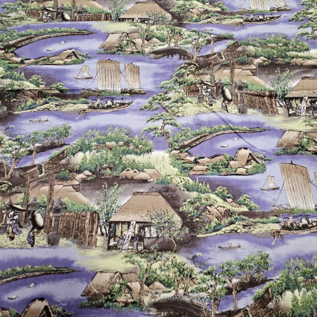 Kona Bay Vintage 2002 Light Purple Asian Scenery Quilting Sewing Cotton Fabric