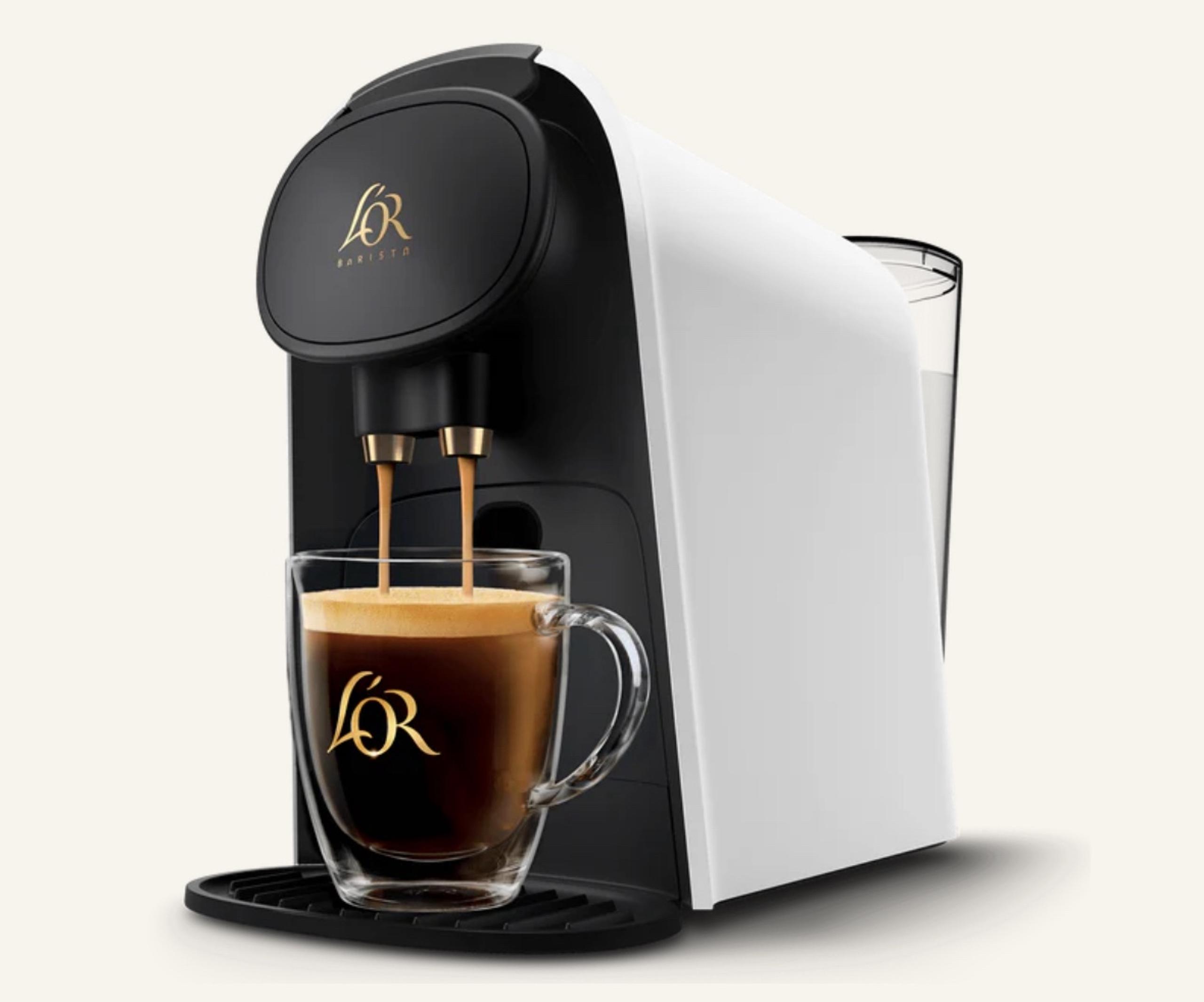 L or Barista 15-Bar  2-Cup white Espresso Machine