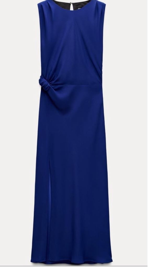 Zara Round neck sleeveless midi dress. Side knot &. Side detail. Med & Lg