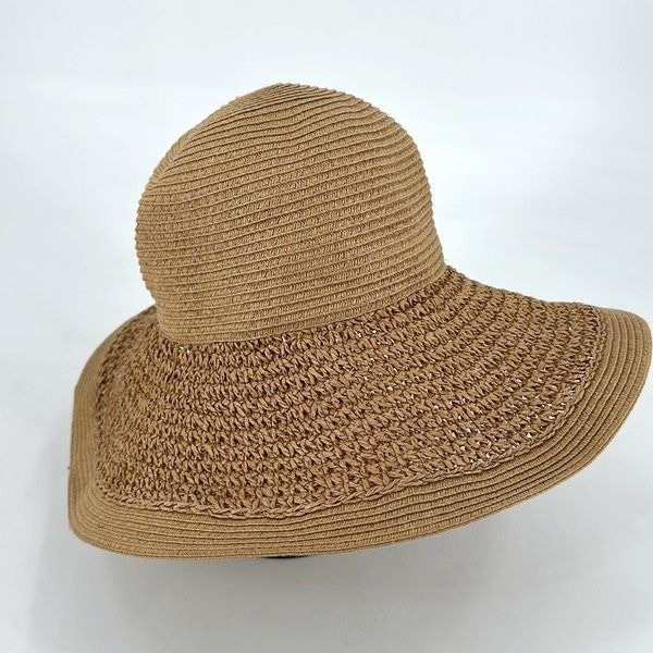 J. Crew Women's Straw Woven Textured Floppy Sun Shade Hat Tan Size Medium
