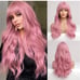 Human hair blend pink wig with bang.