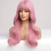 Human hair blend pink wig with bang.