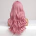 Human hair blend pink wig with bang.