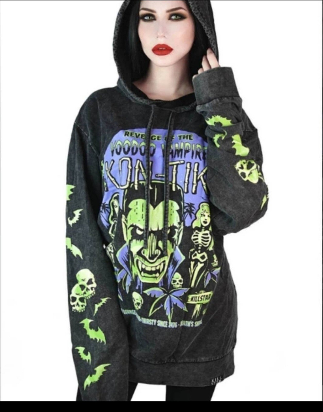 KILLSTAR Kon-Tiki Hoodie Oversized XS & UNISEX Cartoon Horror