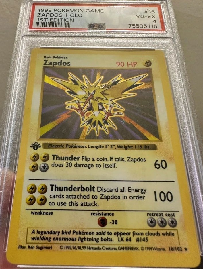 First Edition Shadowless Zapdos Single Cards