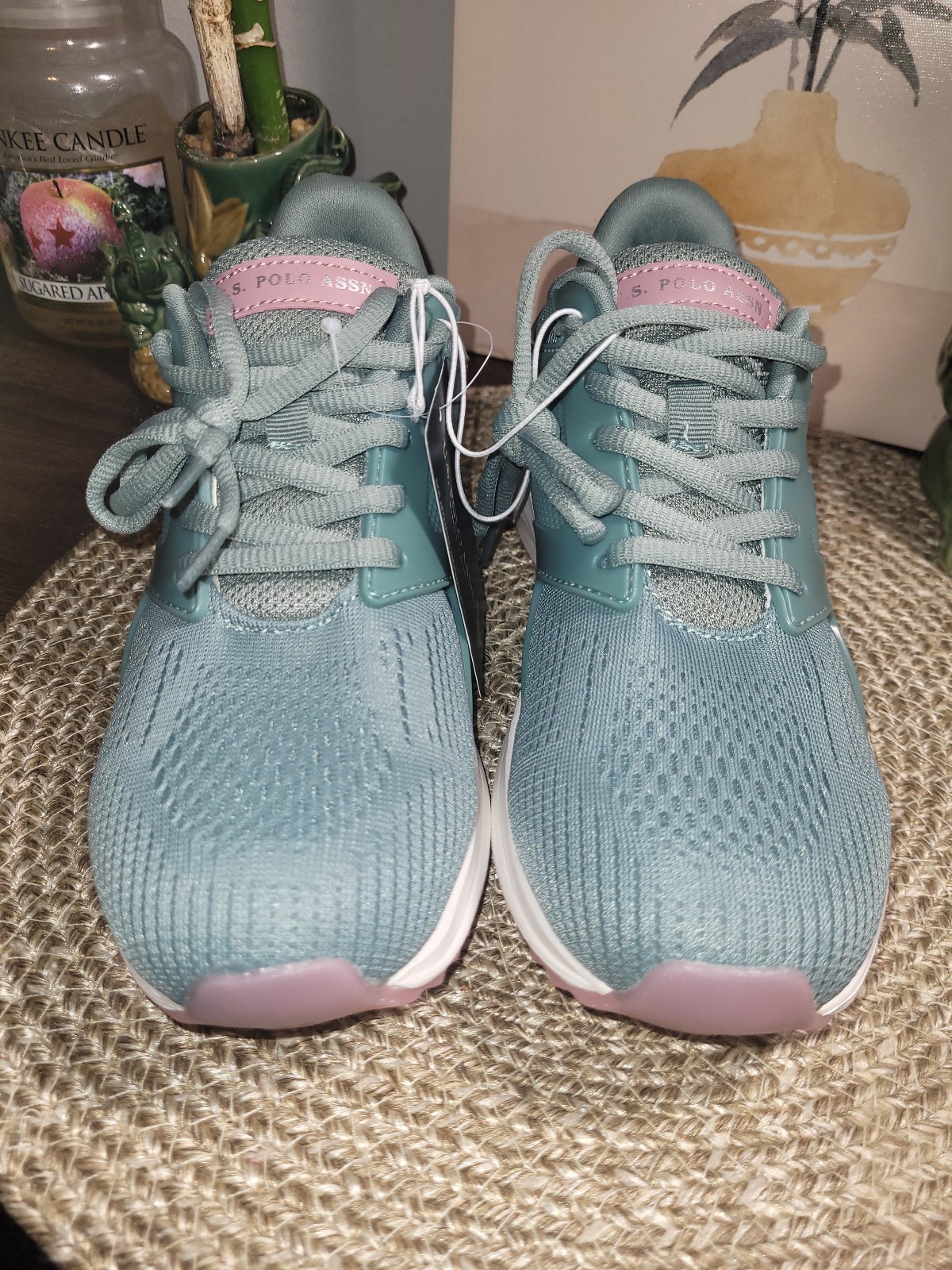 Women's sneakers. Polo ASSN brand. Teal and pink with white soles. Size 7. NWT.