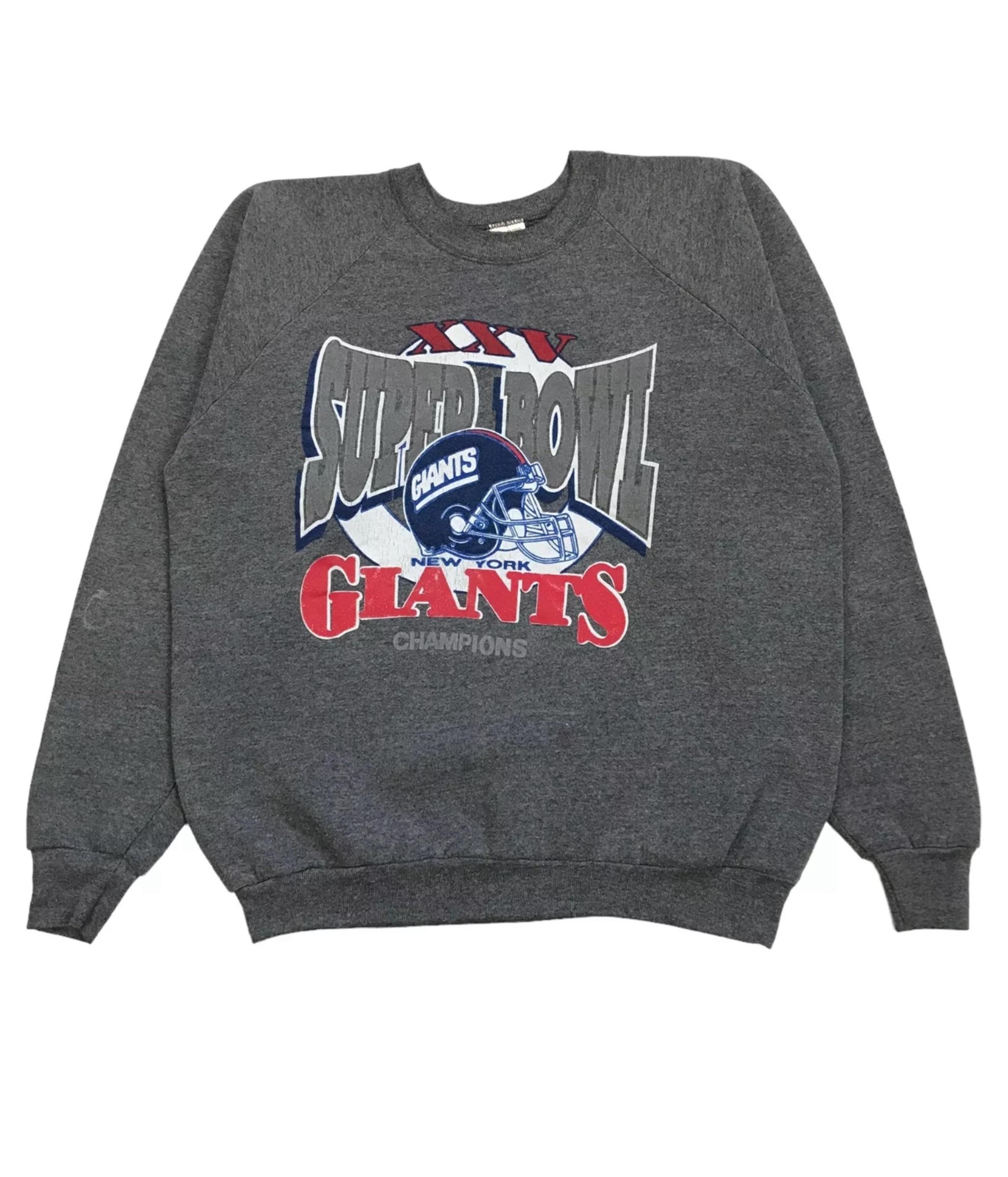 VINTAGE NEW YORK GIANTS SWEATSHIRT XL MENS GRAY CREWNECK PULLOVER NY SUPER BOWL