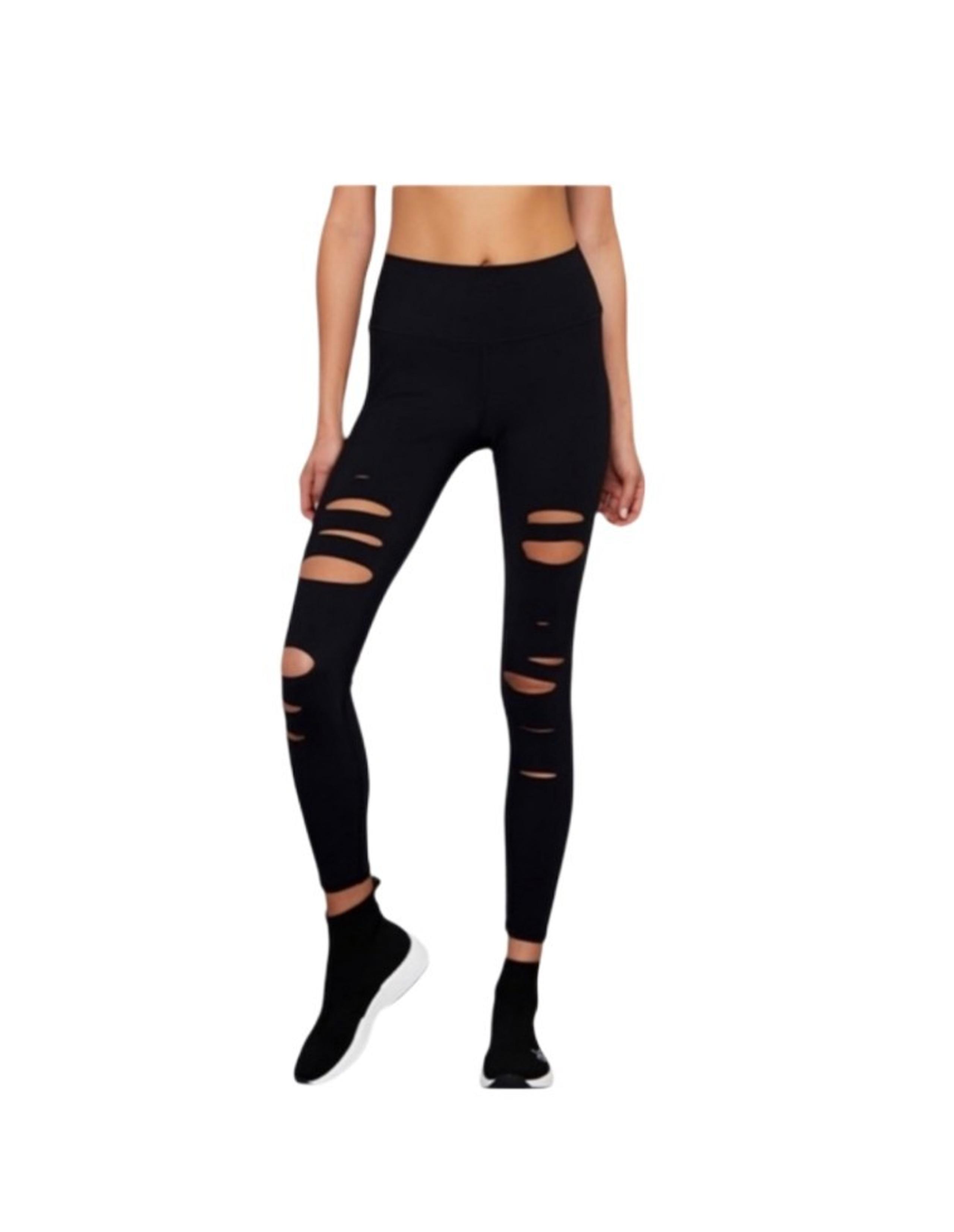 Alo Yoga Women's Black Hogh Waisted Ripped Warrior Leggings Size Medium