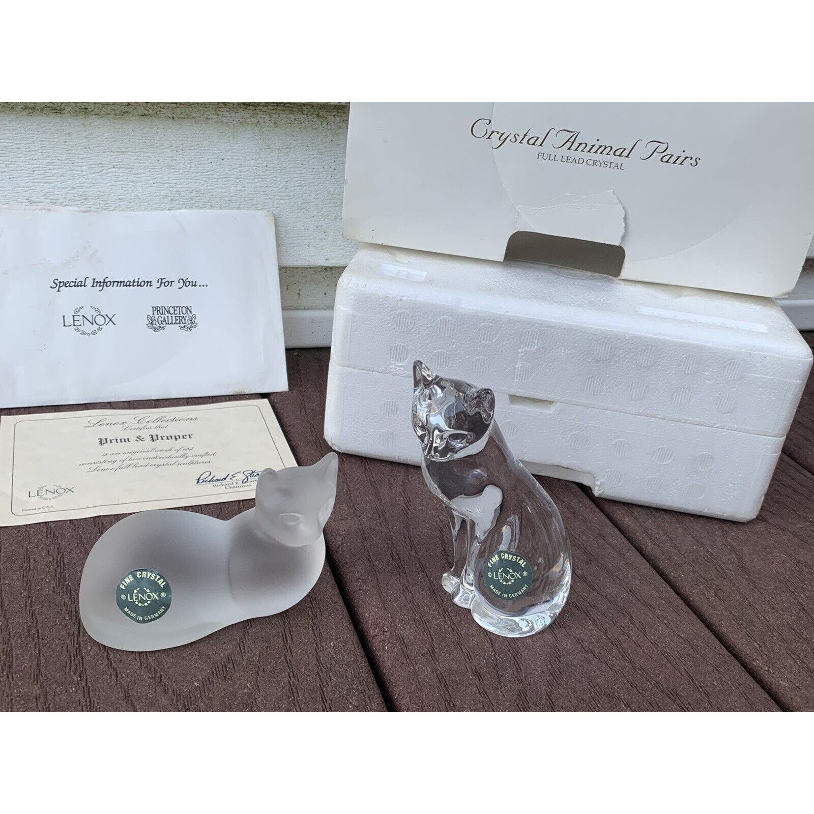 LENOX CATS Crystal Animal Pair Polished and Frosted