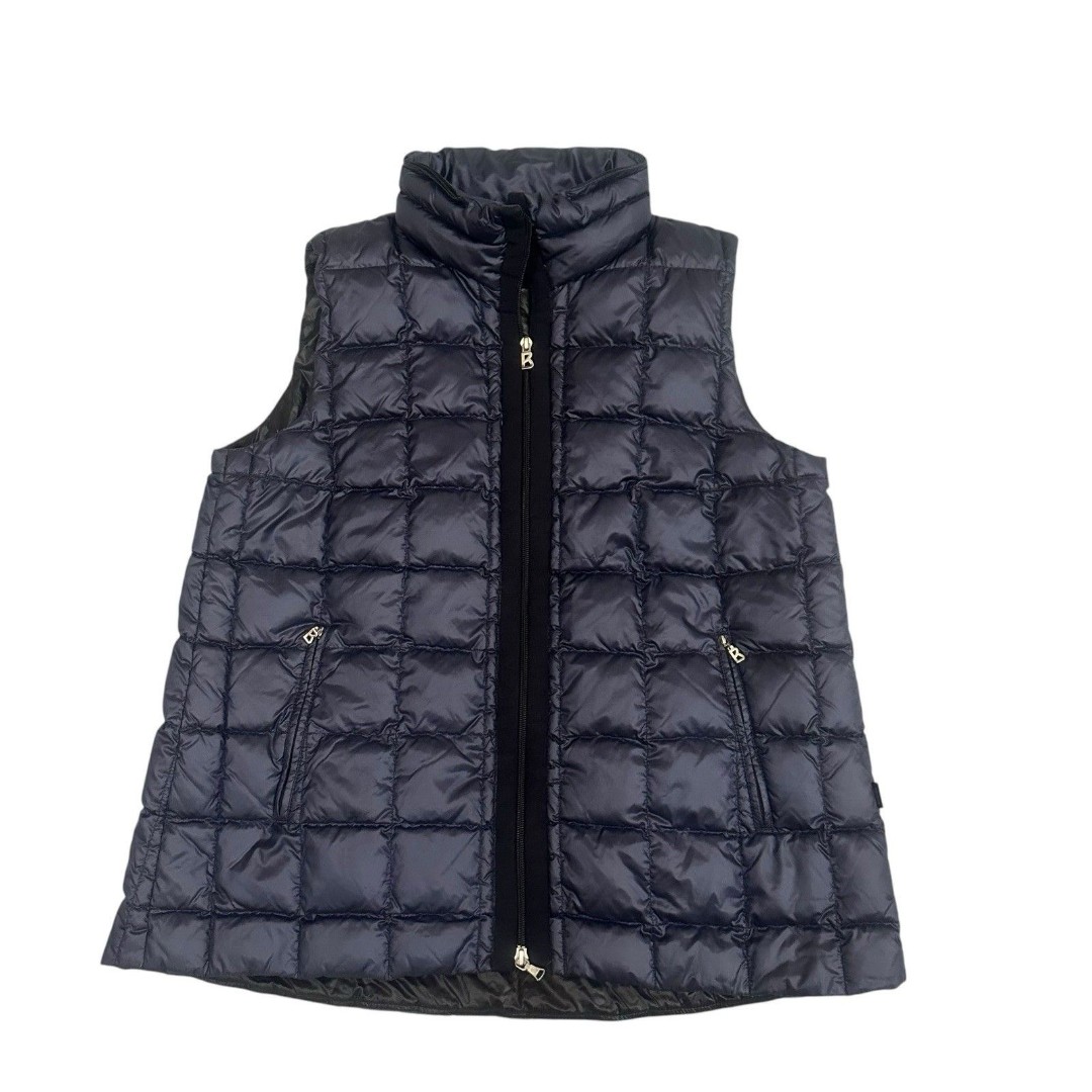 Bogner Quilted Vest Womens XL Blue Full Zip Jacket Sleeveless Goose Down Puffer
