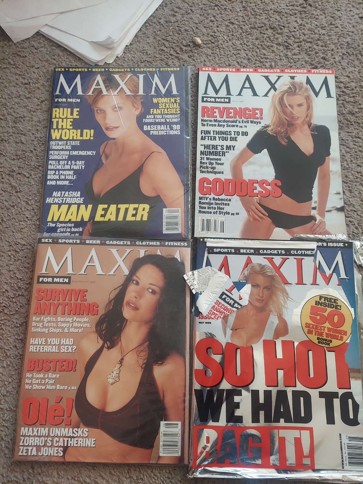 Maxim (7,9,10,18)- April, June, July/Aug 1998, May 99 Rebecca Romjin, Zeta Jones