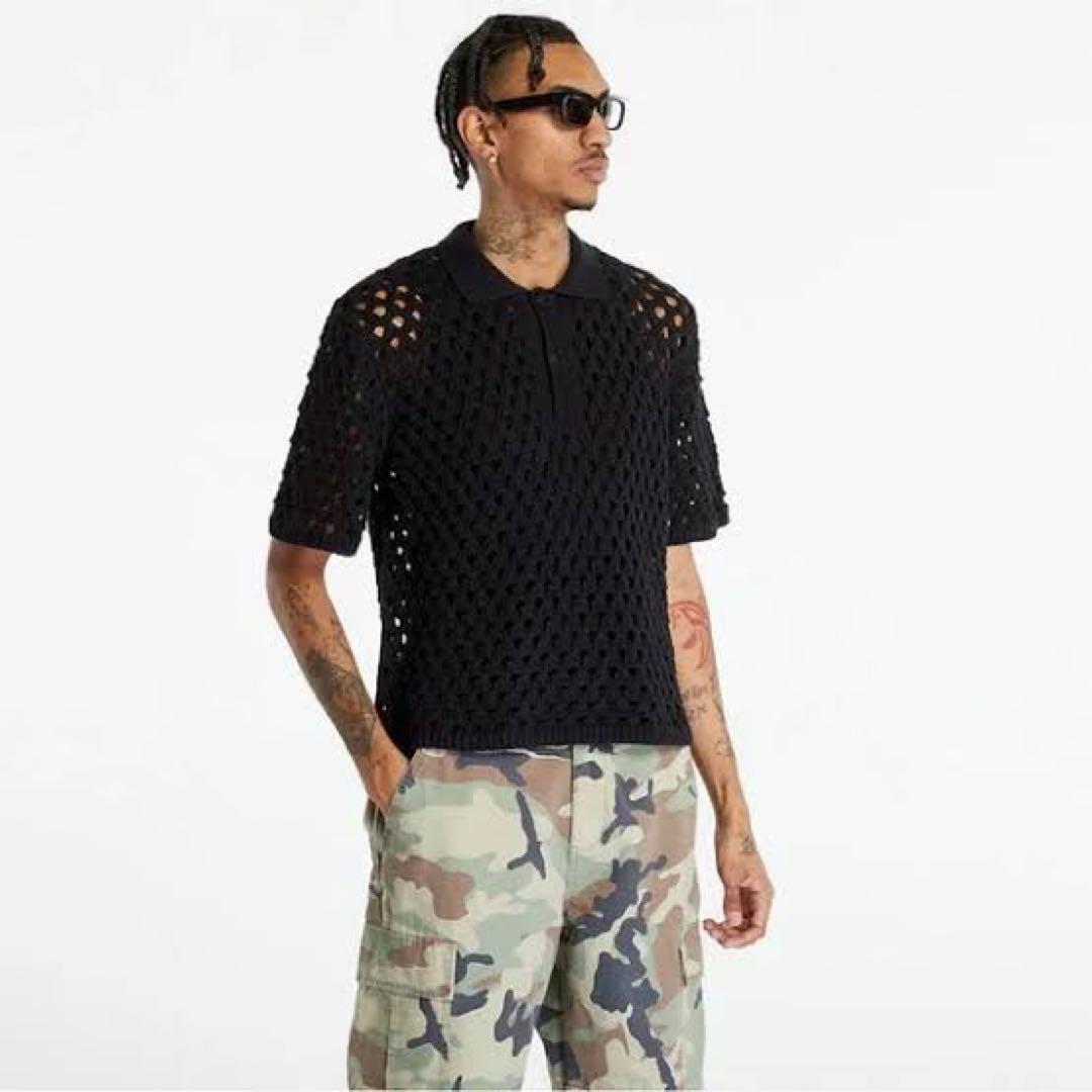 stussy big mesh polo sweater L
