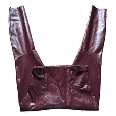 NWOT Spanx Faux Patent Leather Leggings 20301R Ruby Burgunday Large Women