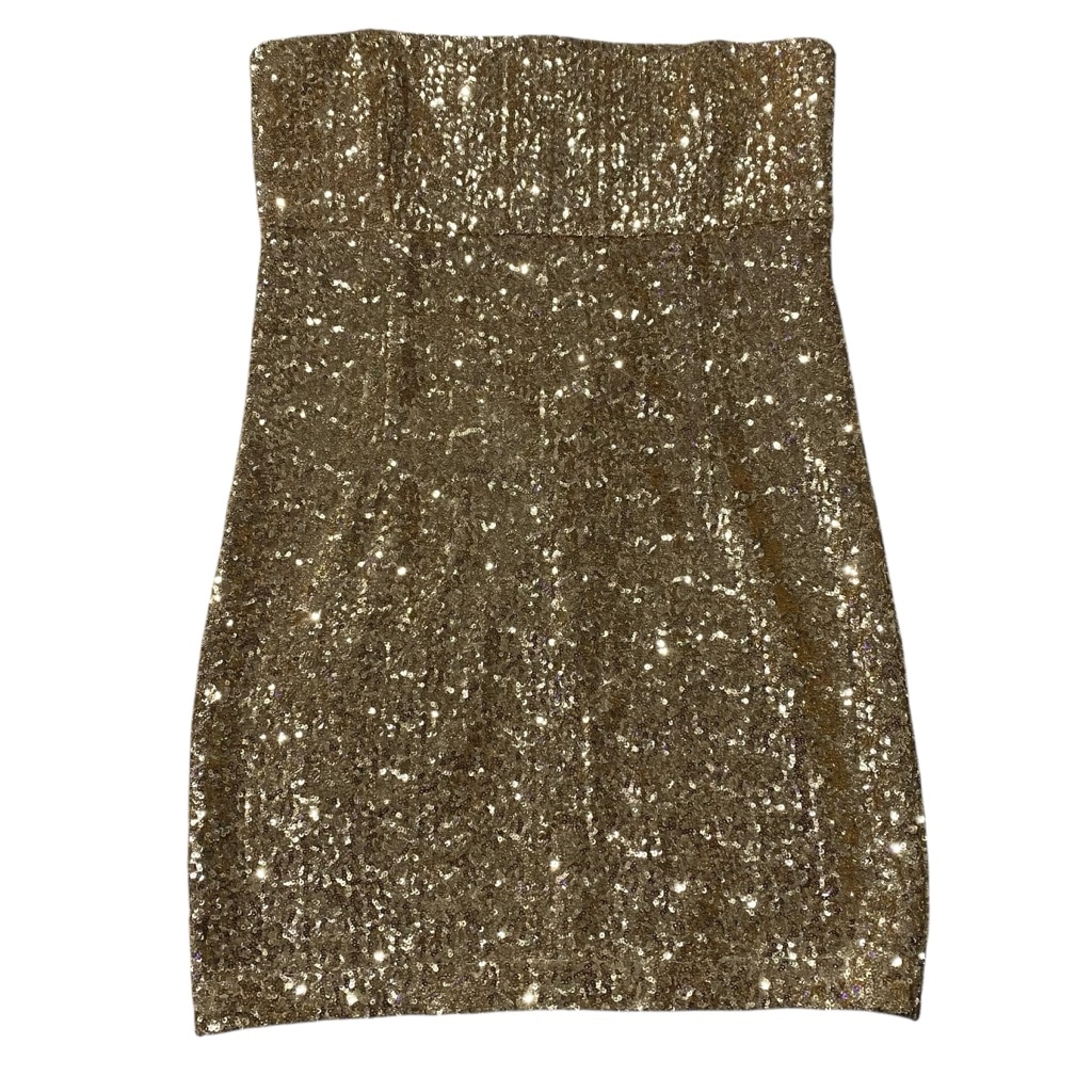 Alice + Olivia Women’s Gold Sequin Silk Mini Dress Broken Zipper Fabric Redo