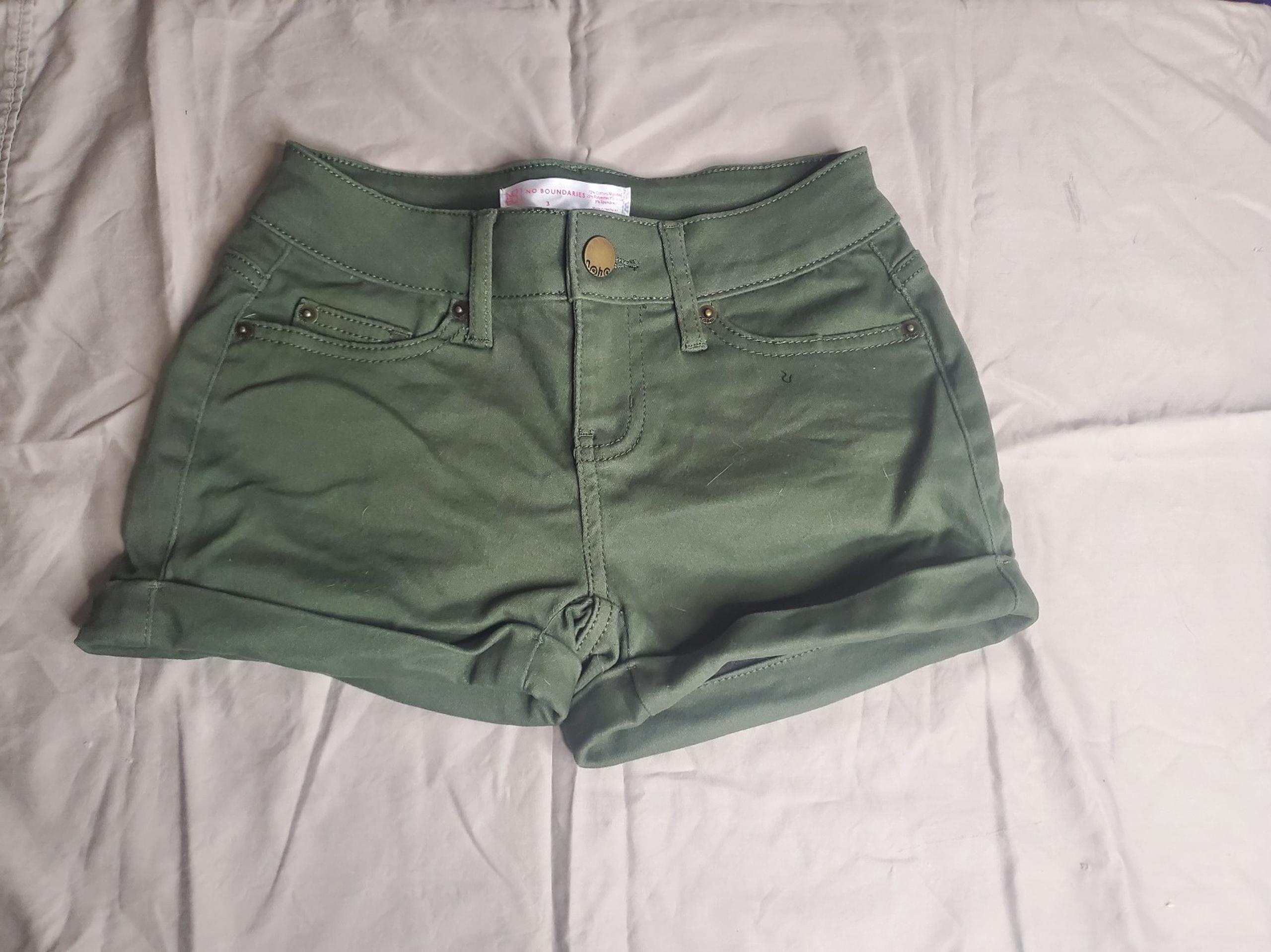 No Boundaries mid rise army green shorts