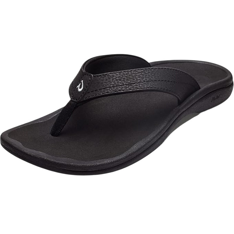 OLUKAI Ohana Women's Beach Sandals, Water Resistant Flip Flops, Black US 6