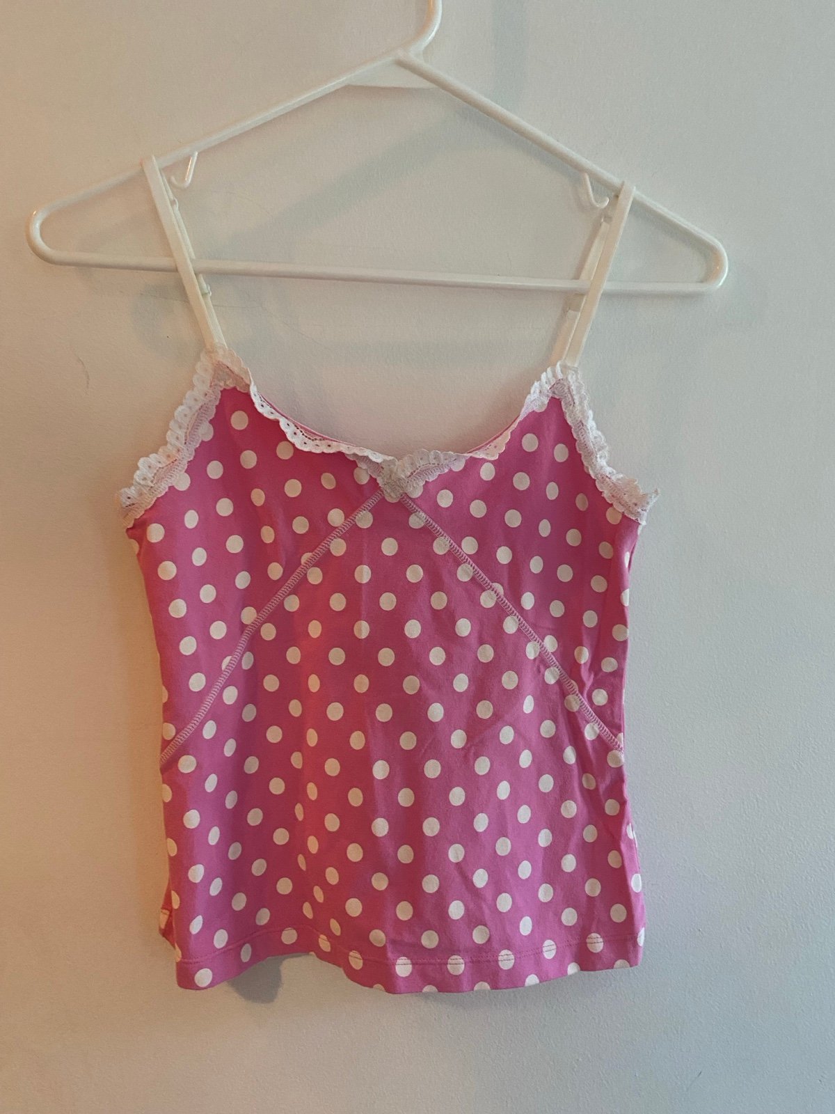 PINK VS Polka Dot Pink Camisole Classic Size XS Y2K Made In Sri Lanka