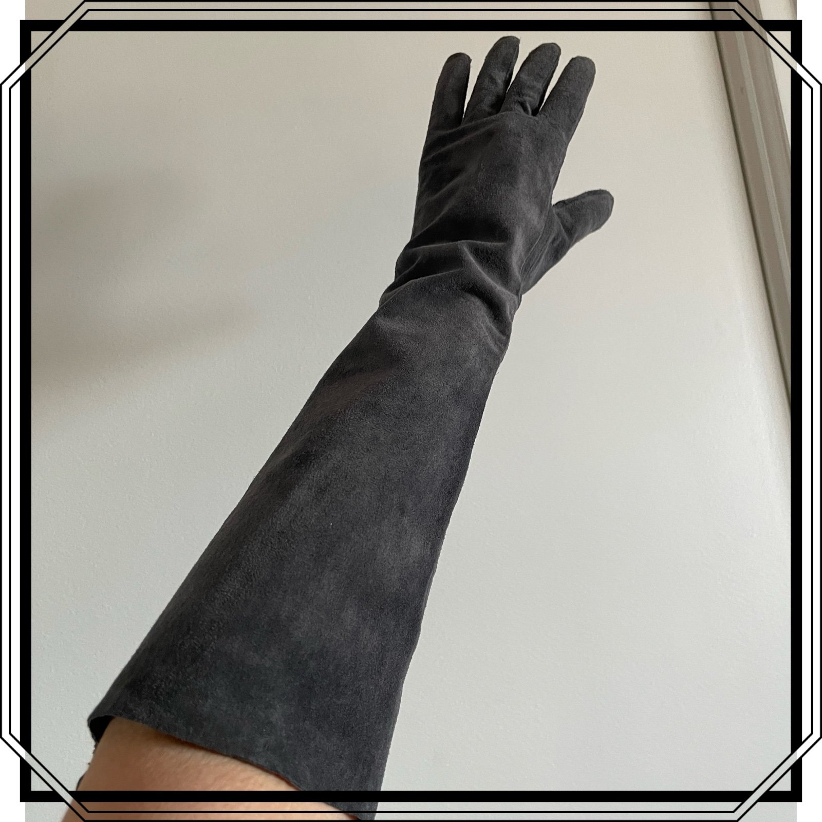 Vintage Circa 2000 Buttery Suede Opera/Elbow length Suede Gloves.