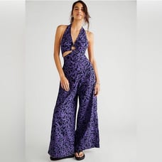 Free People Purple/Black Kira Jumpsuit