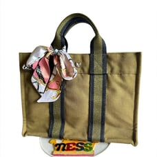 Hermes Fourre Tout PM Canvas Tote Bag, Hand Bag Olive Green