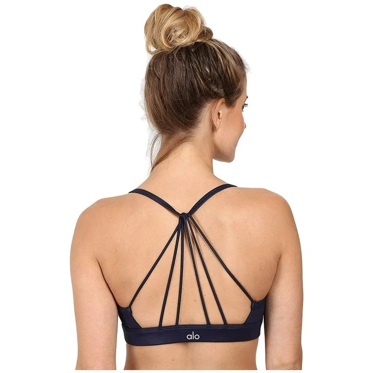 alo SUNNY STRAPPY BRA - Rich Navy Glossy