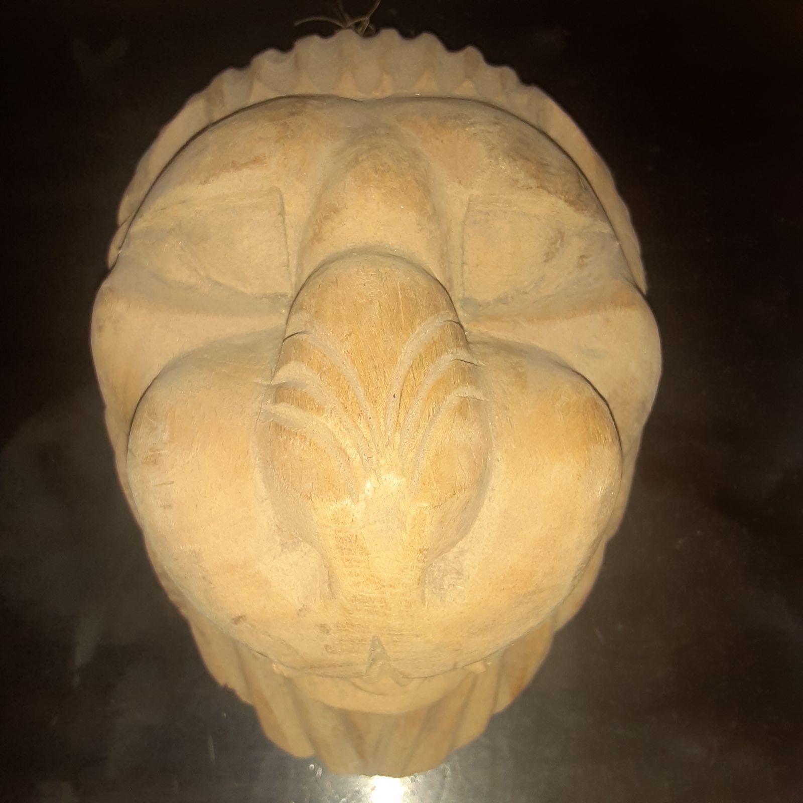 Mexican Folk Art Carved Wooden Lion Mask
