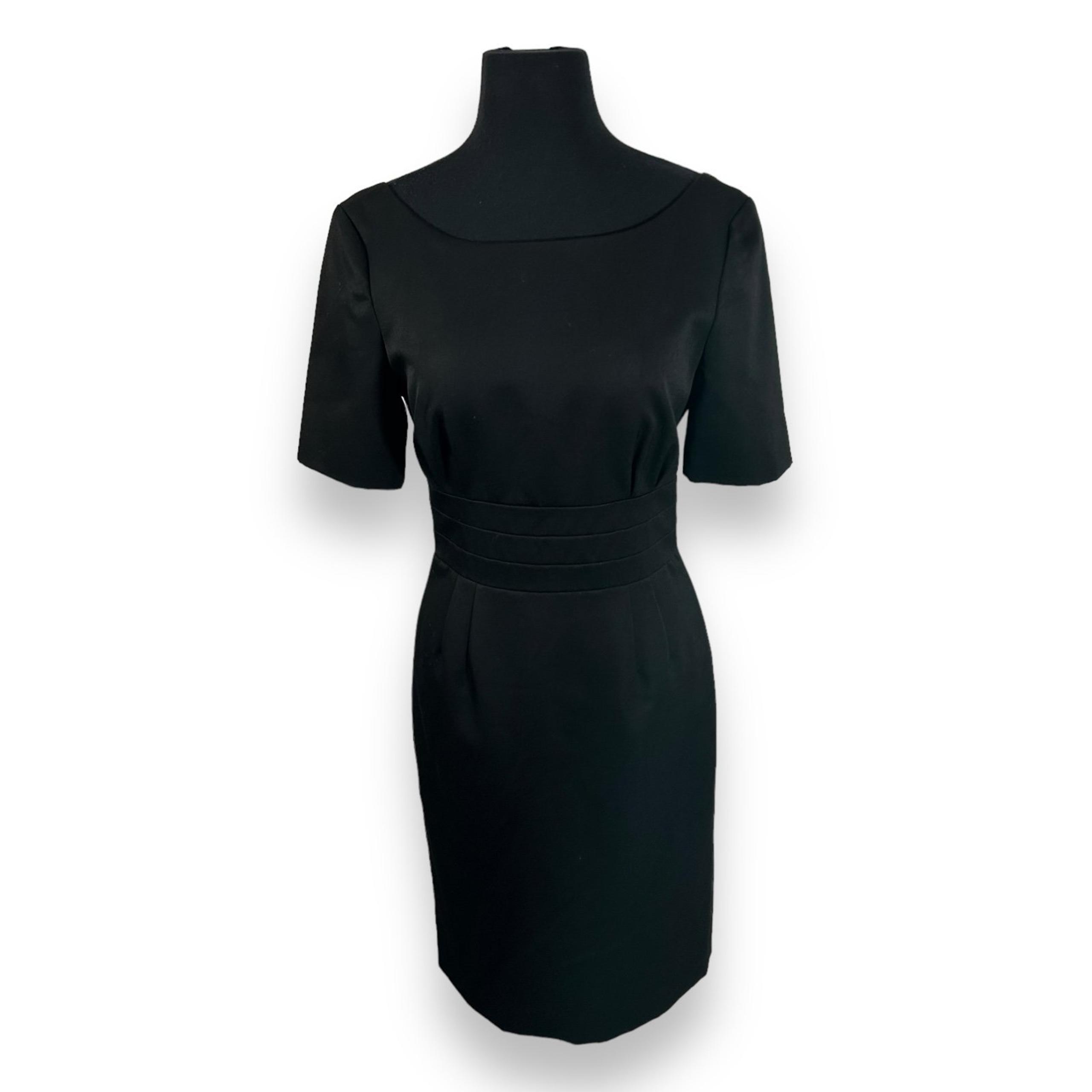 EUC J Crew Wool Knee Length Short Sleeve Dress Womens 4 Black