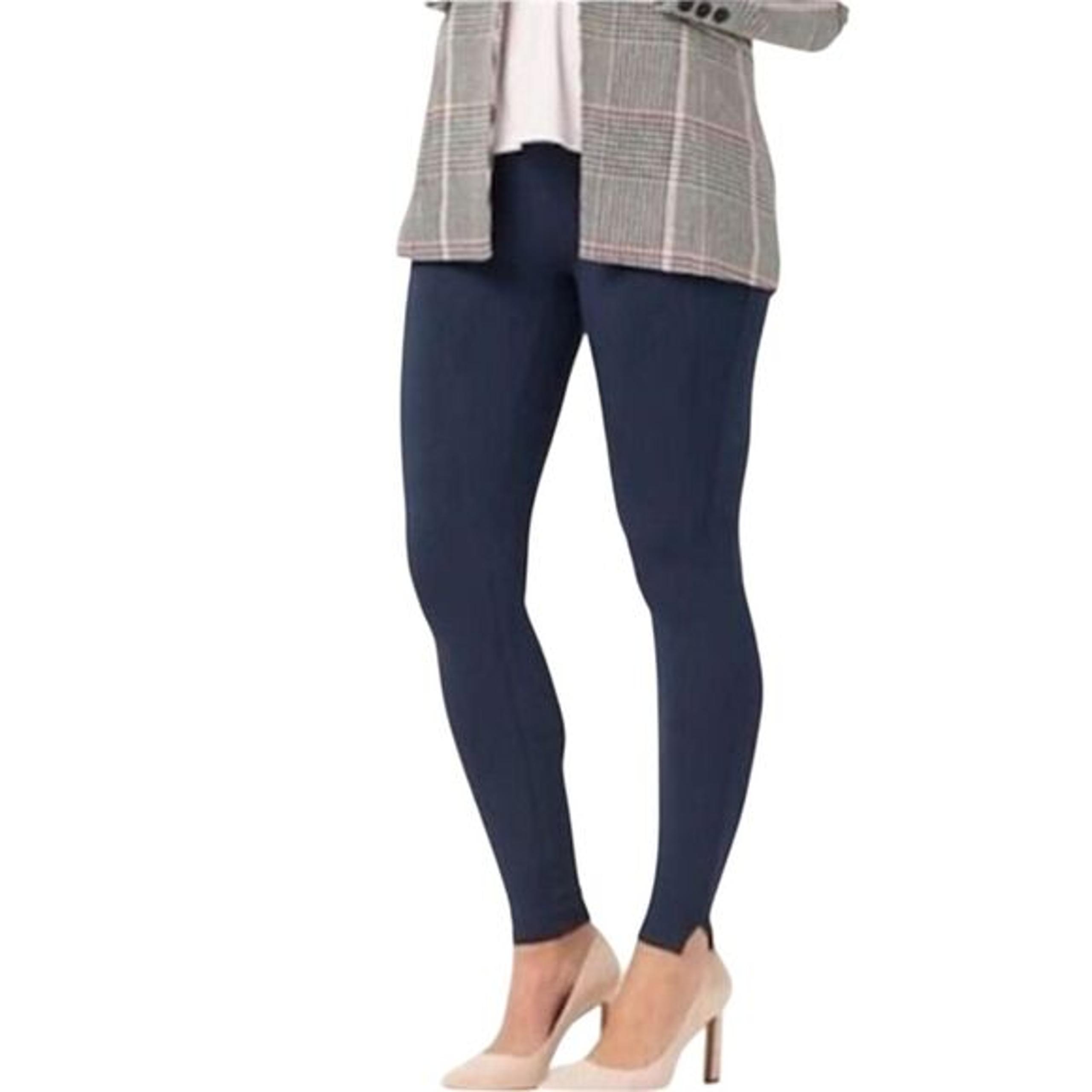 SPANX Women's Ankle Length Ponte Slit Hem Legging Pants XL Nightfall Navy Blue