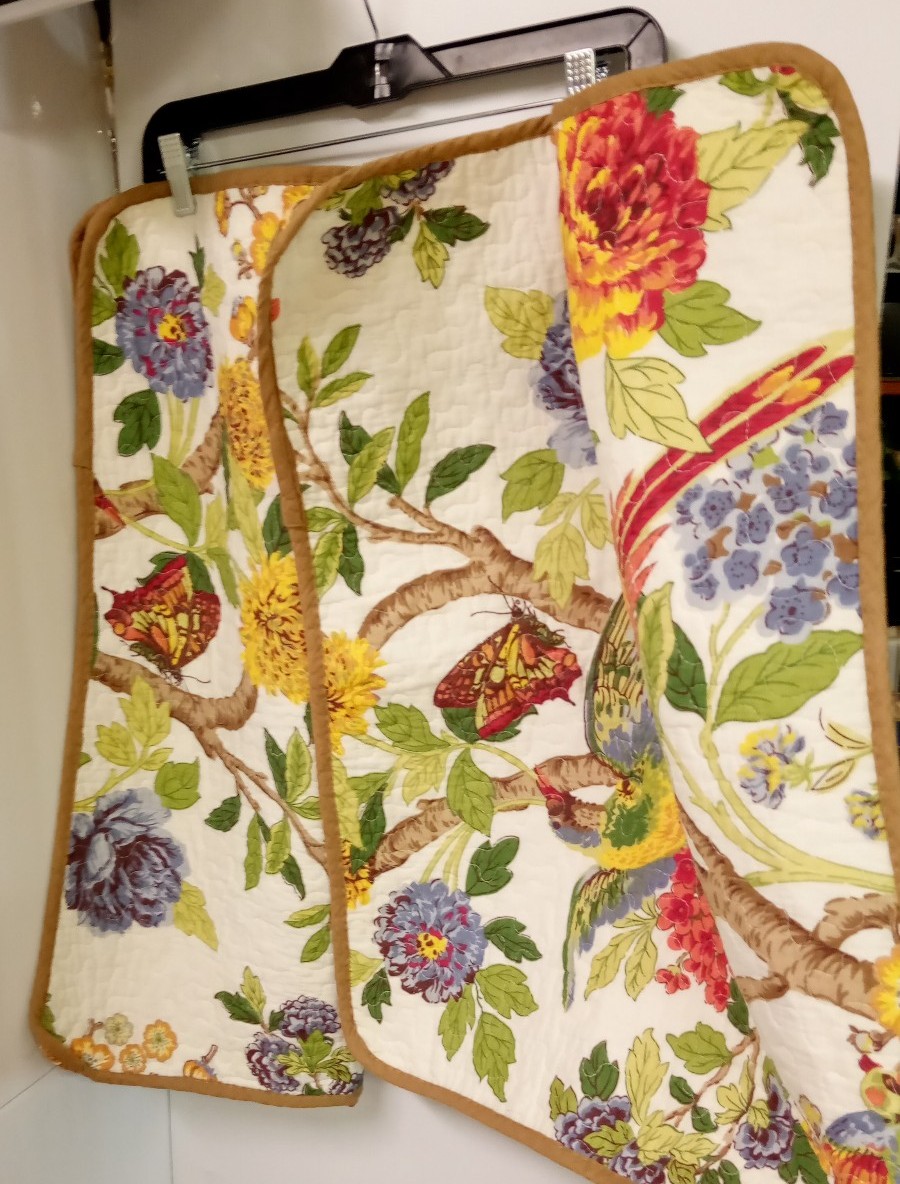 2 Vintage Hedaya Quilted Shams Spring Floral Butterflies 20 x 26 Standard