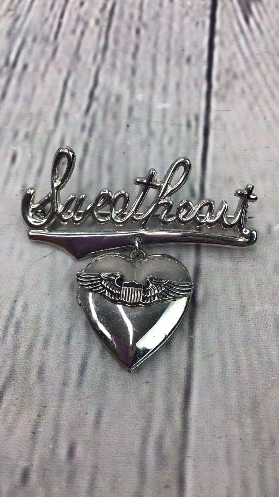 WWI WWII Vintage Sweetheart heart wings