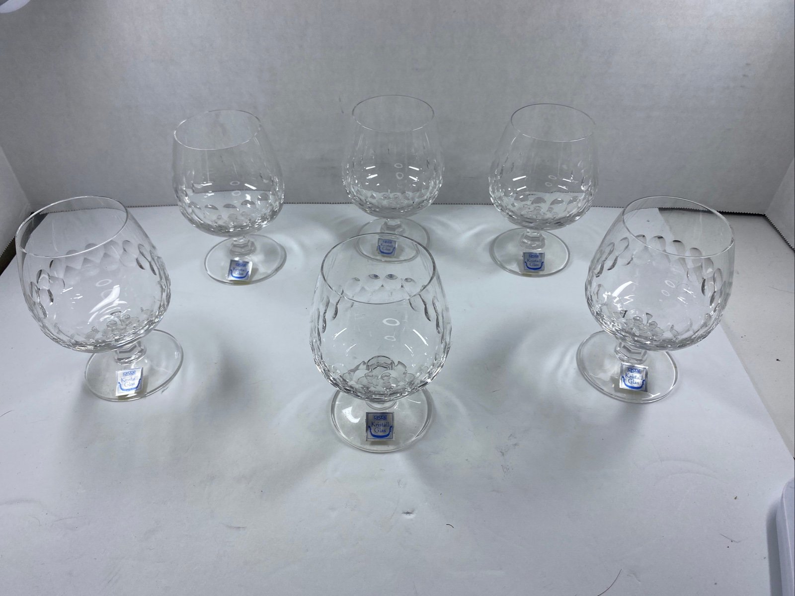 6 Vintage German Rastal Design Studio Cognac Sniffer Crystal Glasses