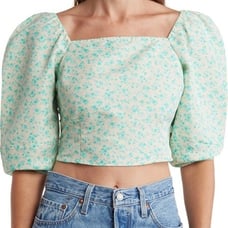 Women's NORSTROM LEVI'S Yvie Long Sleeve Crop Top Green Size: Medium- NEW