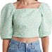 Women's NORSTROM LEVI'S Yvie Long Sleeve Crop Top Green Size: Medium- NEW
