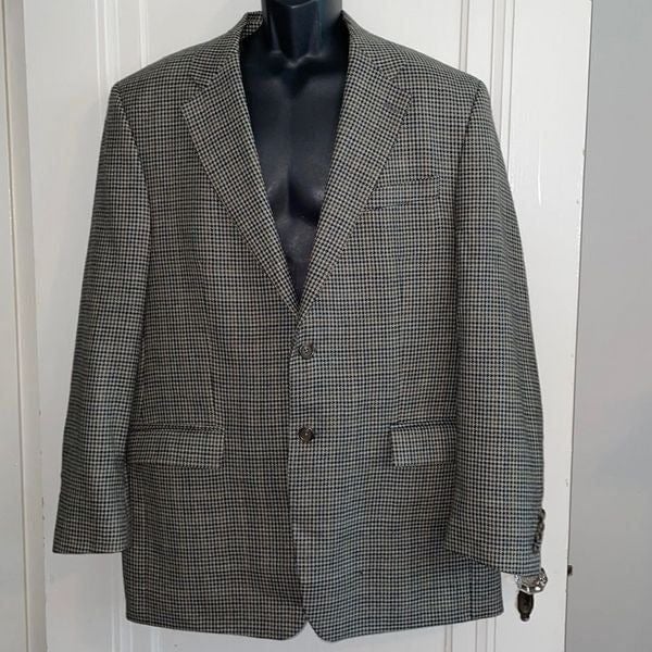 Lauren Ralph Lauren gray, tan, brown & blue houndstooth jacket/blazer