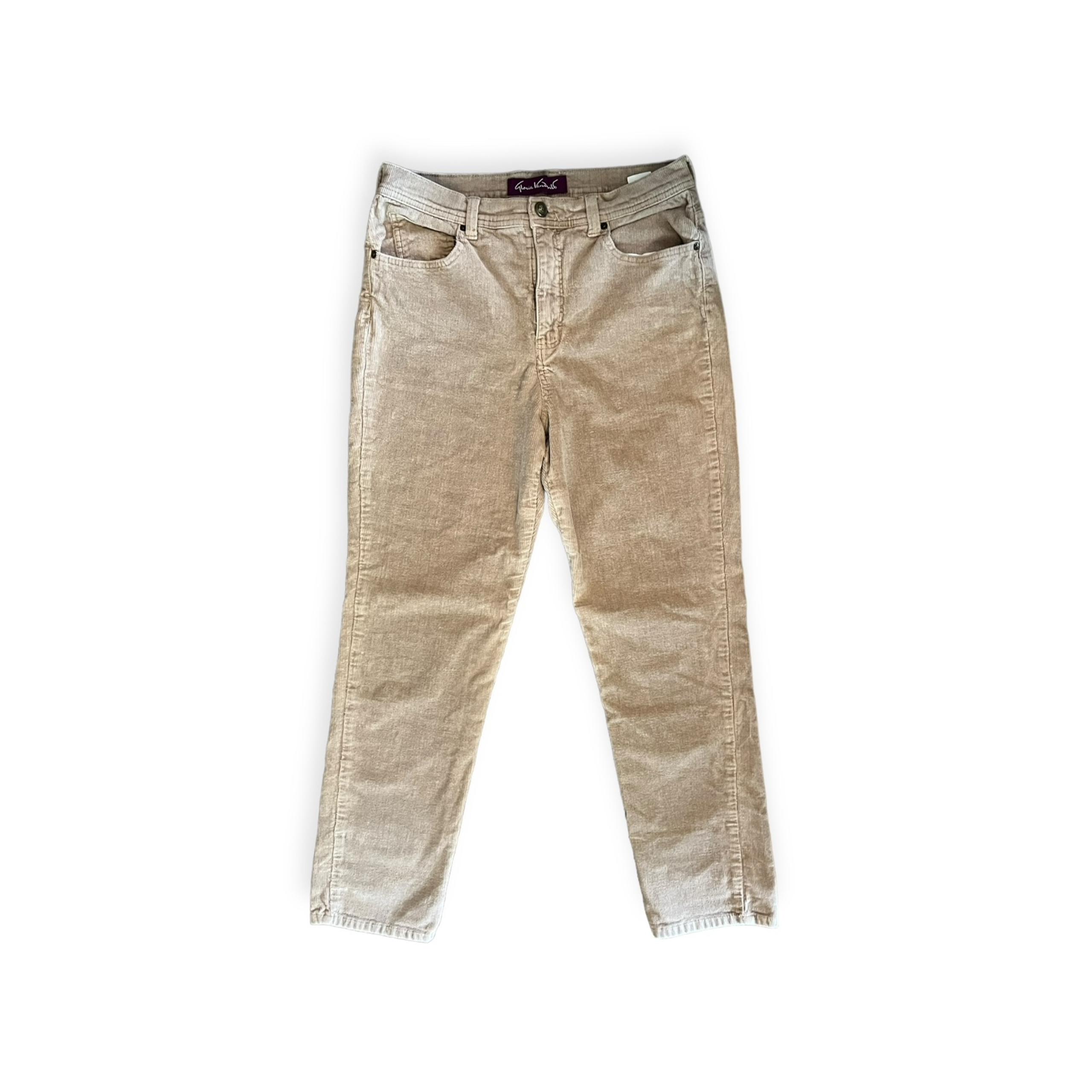 Gloria Vanderbuilt pants corduroy casual brown beige size 10 medium