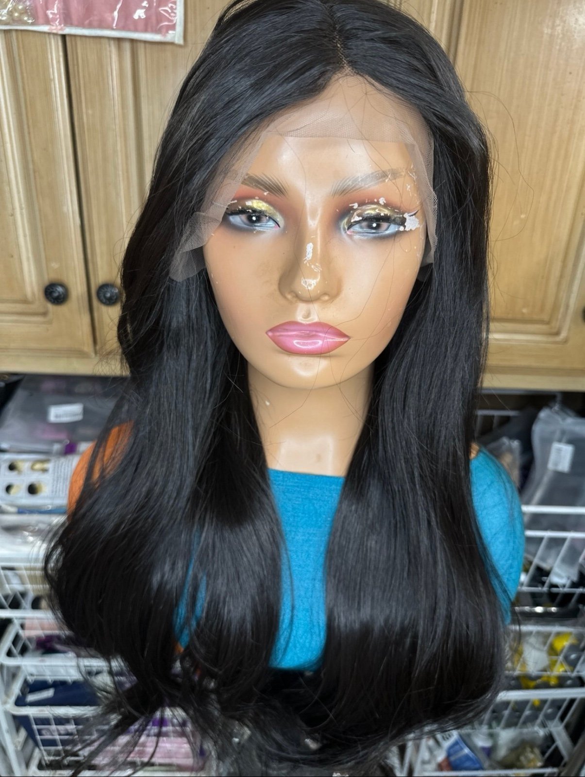 LOT 2404❤️NEW 30” Synthetic Layered Lace Front Wig for a small head Density 200%