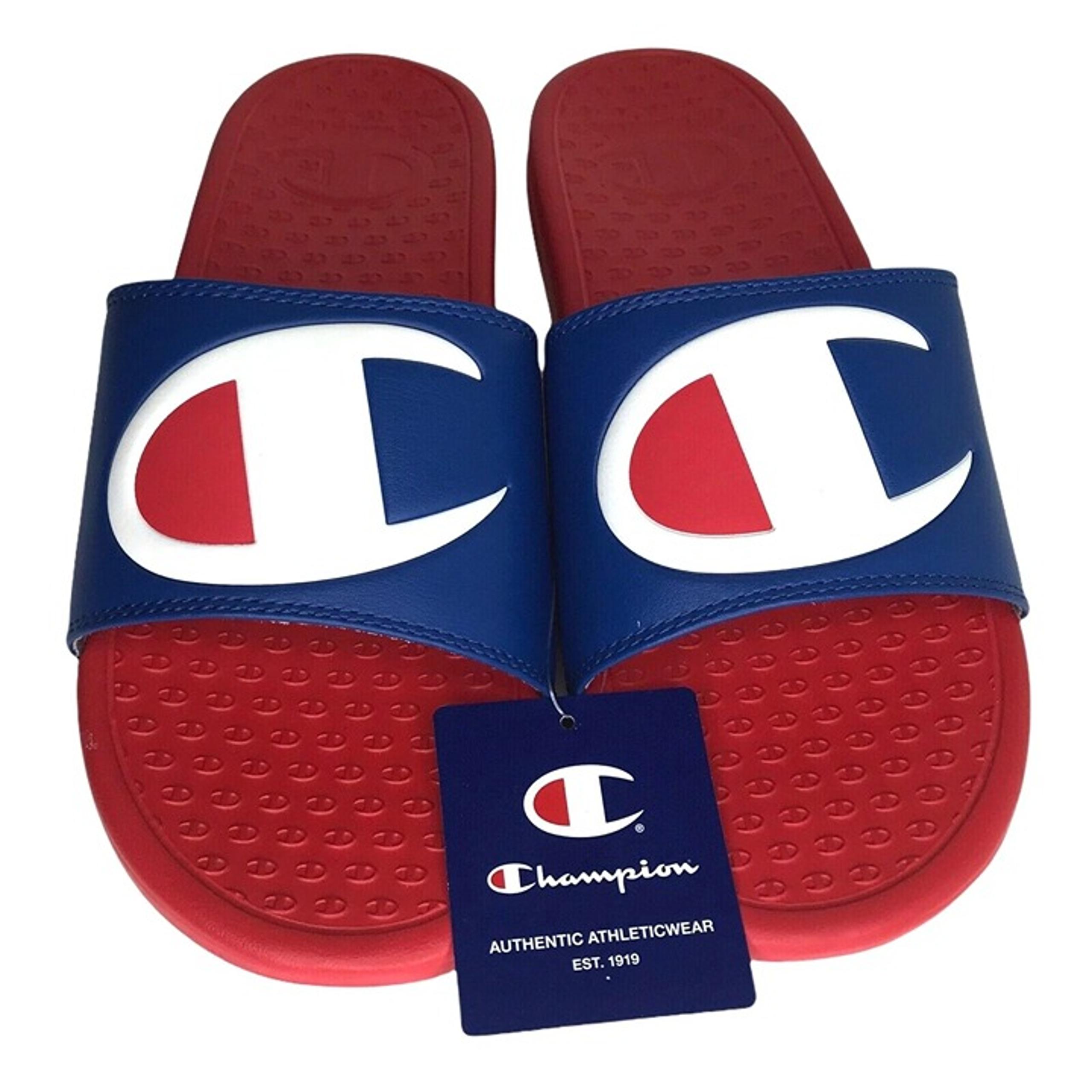 Champion Men's Slide Sandals Size 10 Royal Blue-Red Lightweight & Comfortable