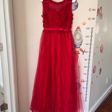 Red lace dress evening dress prom dress