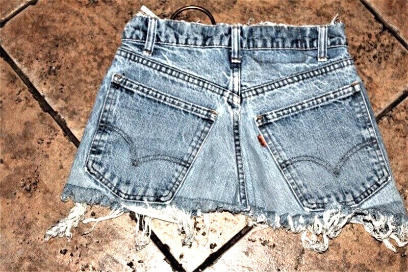1970's Vintage 501 Levi's Jean Mini Skirt Orang Tag Originals -Transformation -