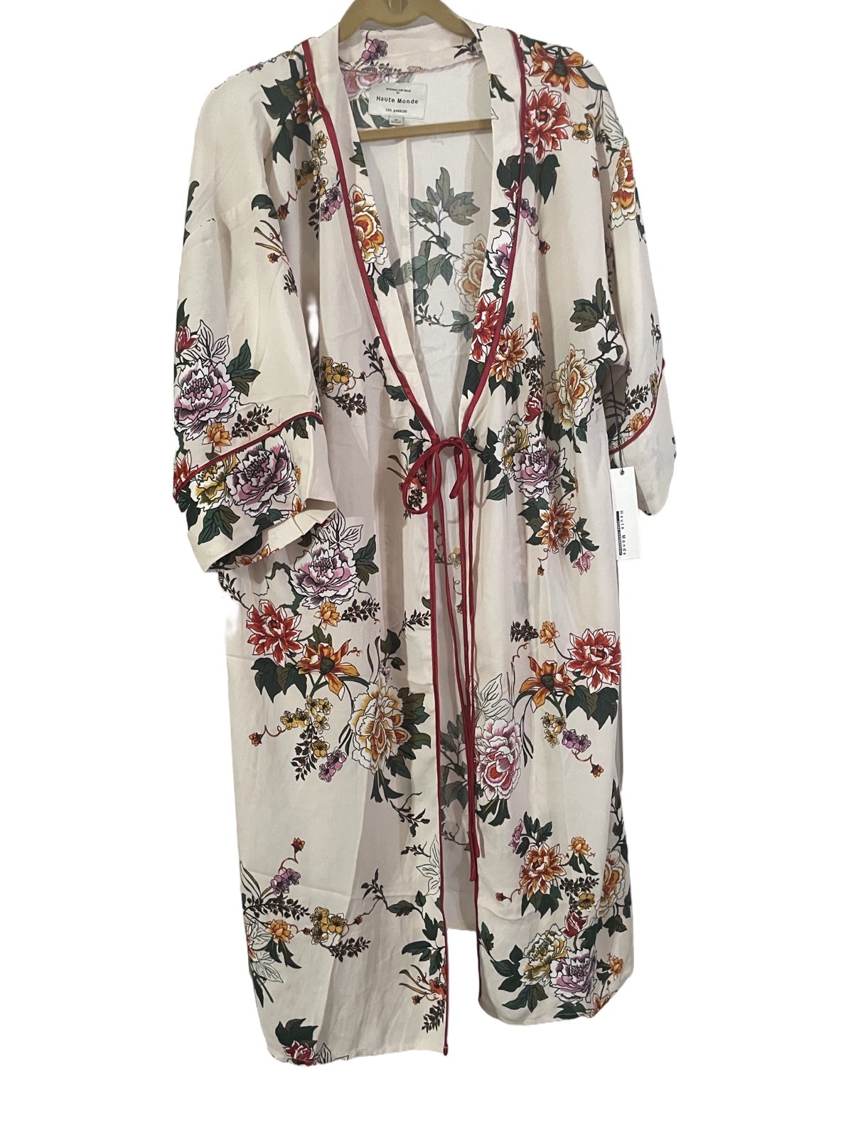 NWT Haute Monde Floral  Kimono Robe with Tie size 1X
