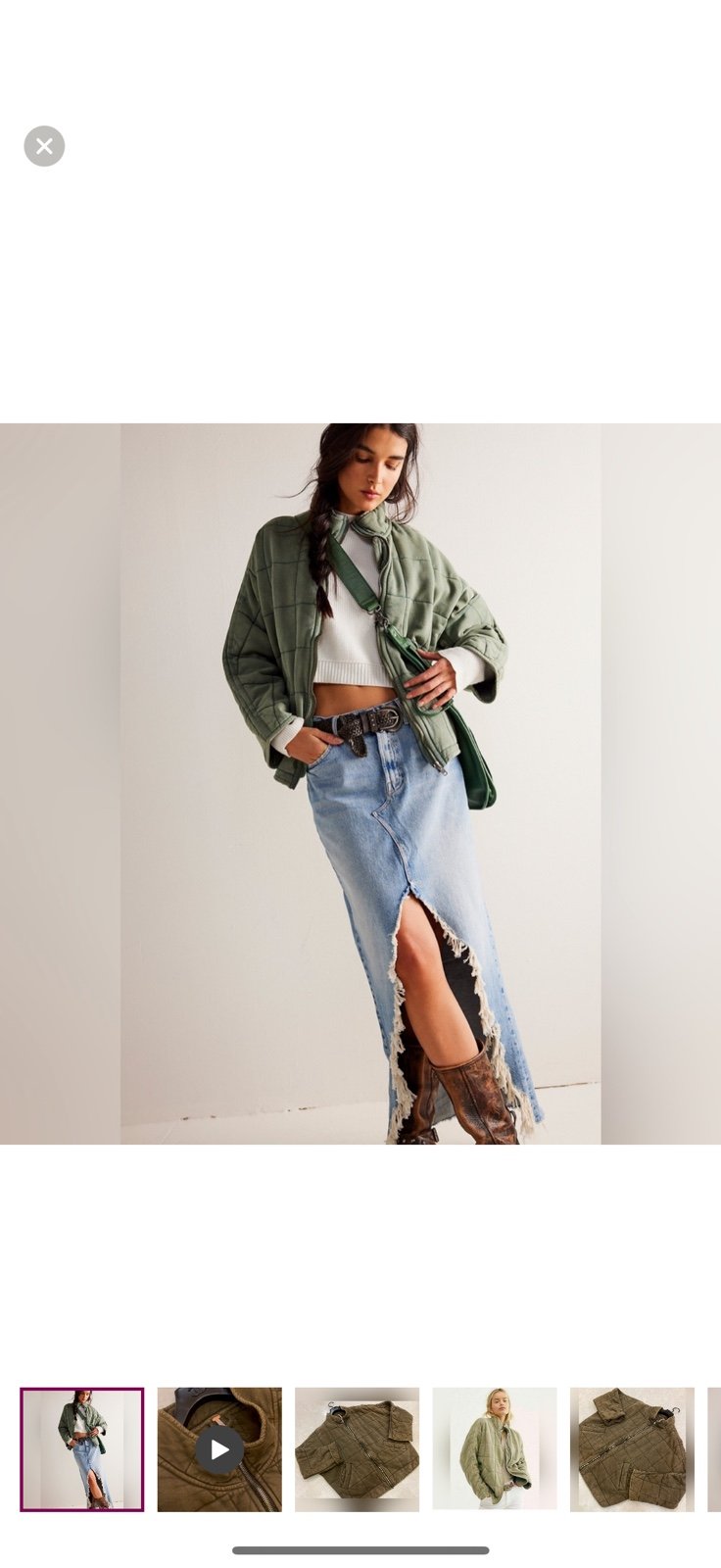 Free people Dolman quilted jacket in sea spray size S NWT