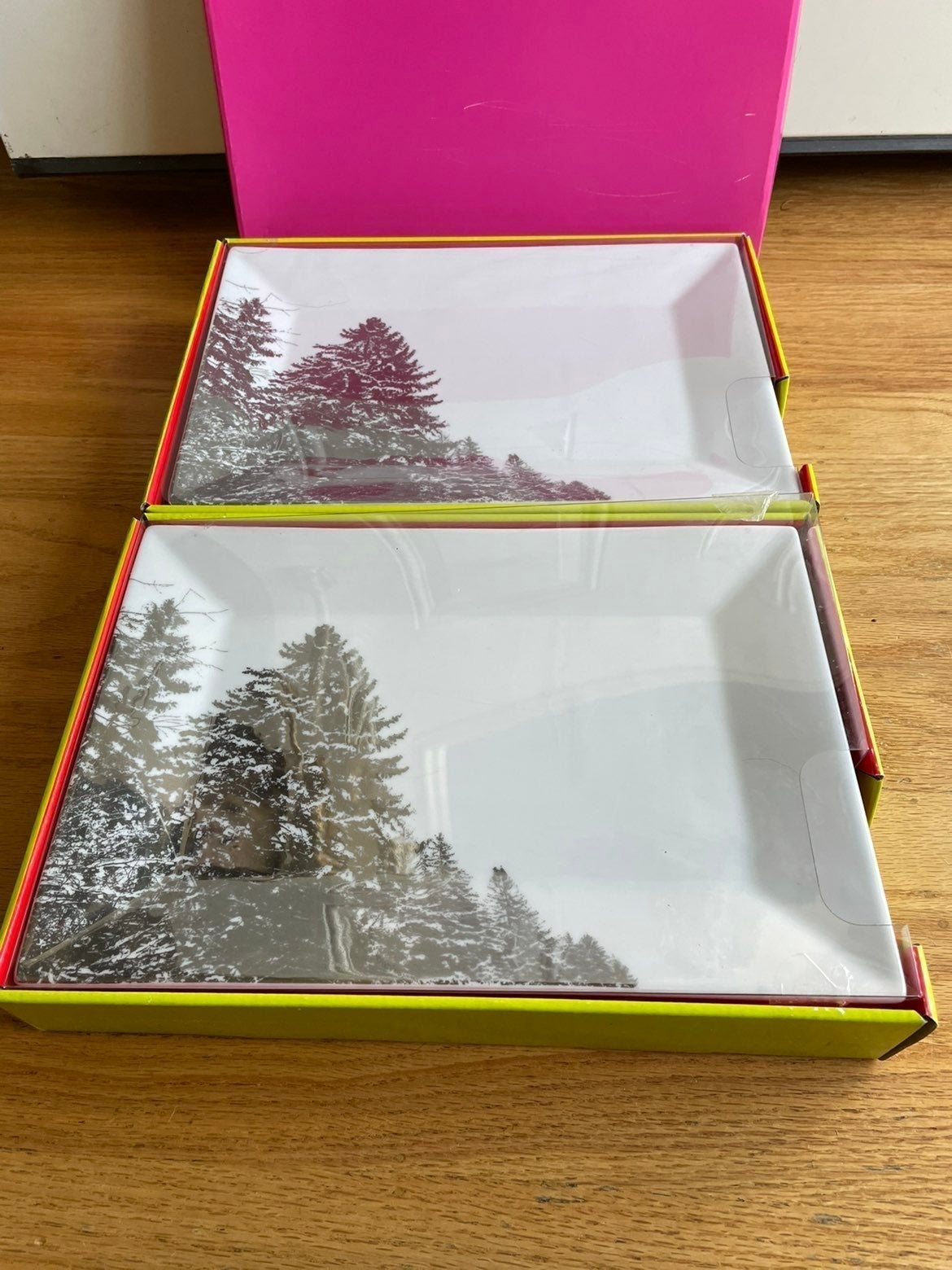 Threshold Porcelain Silver Tree Platters Set of 2