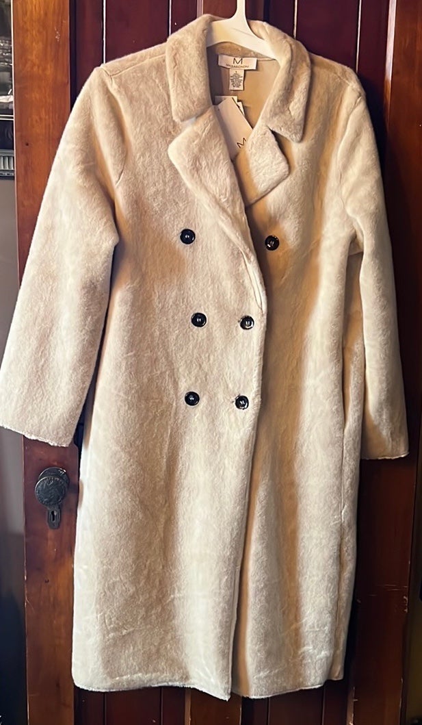 Magaschoni double breasted L faux fur coat NWT