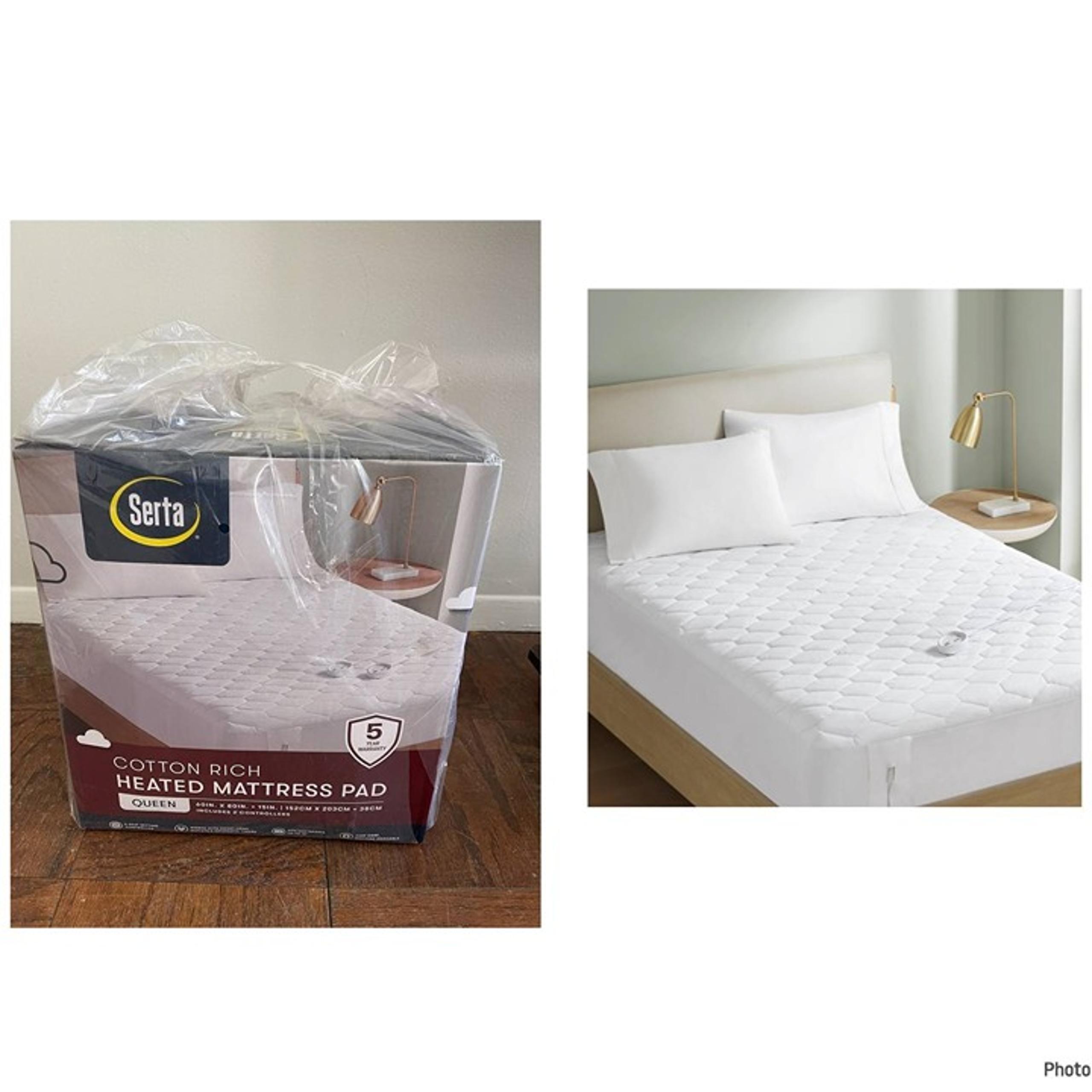 Brand New Serta Cotton Rich Heated Mattress Pad, Queen size