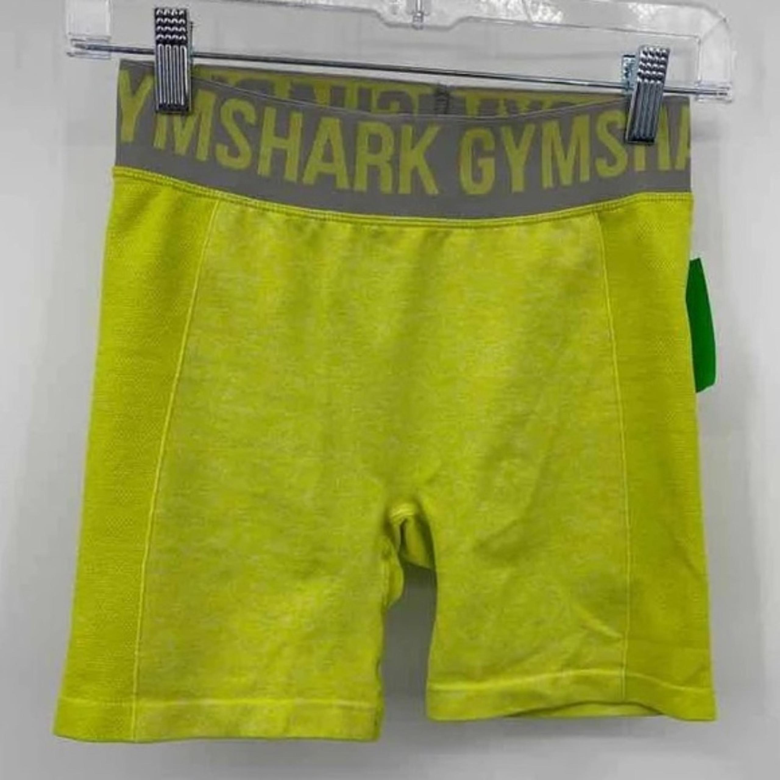 Gymshark Womens Size S Flex Cycling Workout Shorts Lime Green Marl Light Grey